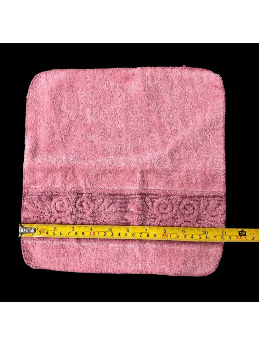Vintage Pink Cannon Bath Towels Washcloths Set Sculpted Seashell Fringe 80s USA
